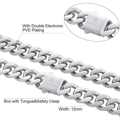 Panzerkette Herren 12mm 18K Gold Plattierte Cuban Link Chain