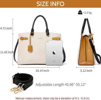 Hochwertige BOSTANTEN Damen Aktentasche 15,6 Zoll Leder Schultertasche Beige