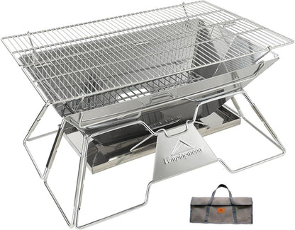 Tragbarer Camping-Grill Edelstahl faltbar Holzkohle Feuerstelle