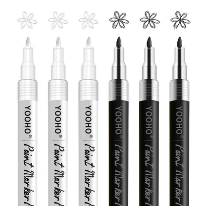 Acryl Marker Stifte Set - Weiß & Schwarz, 0.7mm Feinsitzer