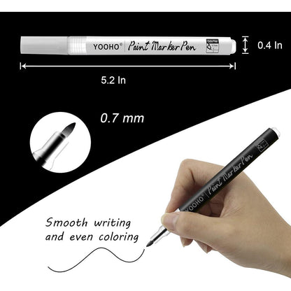 Acryl Marker Stifte Set - Weiß & Schwarz, 0.7mm Feinsitzer
