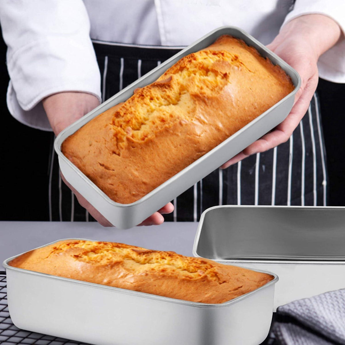 Kastenform 3er Set Edelstahl Brotbackform Königskuchenform Toastform
