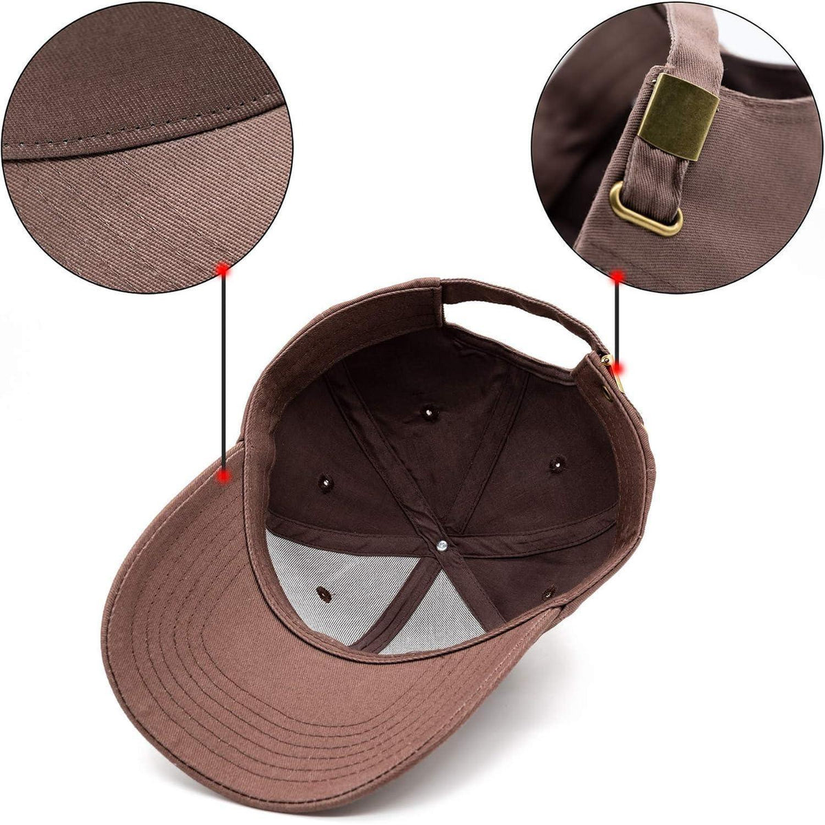 Damen Herren Baseball Cap Dunkelbraun Verstellbar Baumwolle