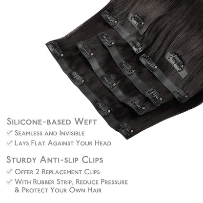 Echthaar Clip-In Extensions Schwarz 35cm - 130g