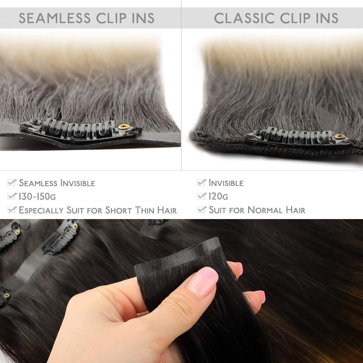 Echthaar Clip-In Extensions Dunkelbraun bis Chestnut Braun