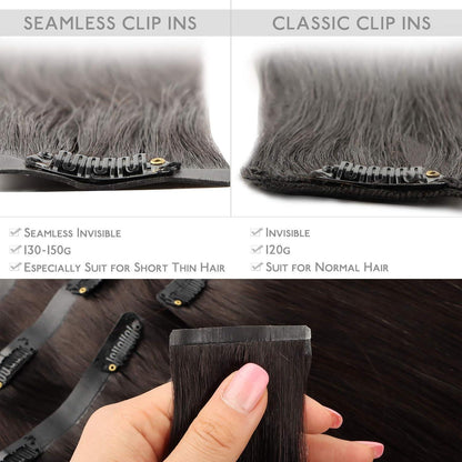 Echthaar Clip-In Extensions Dunkelbraun 40cm - Remy