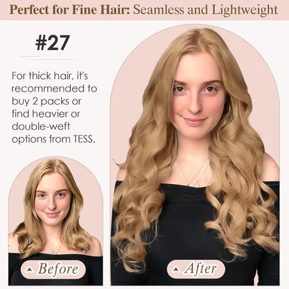 Clip-In Haarverlängerung Dunkelblond, Echthaar 45cm
