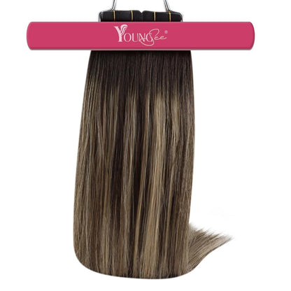 Echthaar Tape Extensions Ombre Braun Blond 50cm