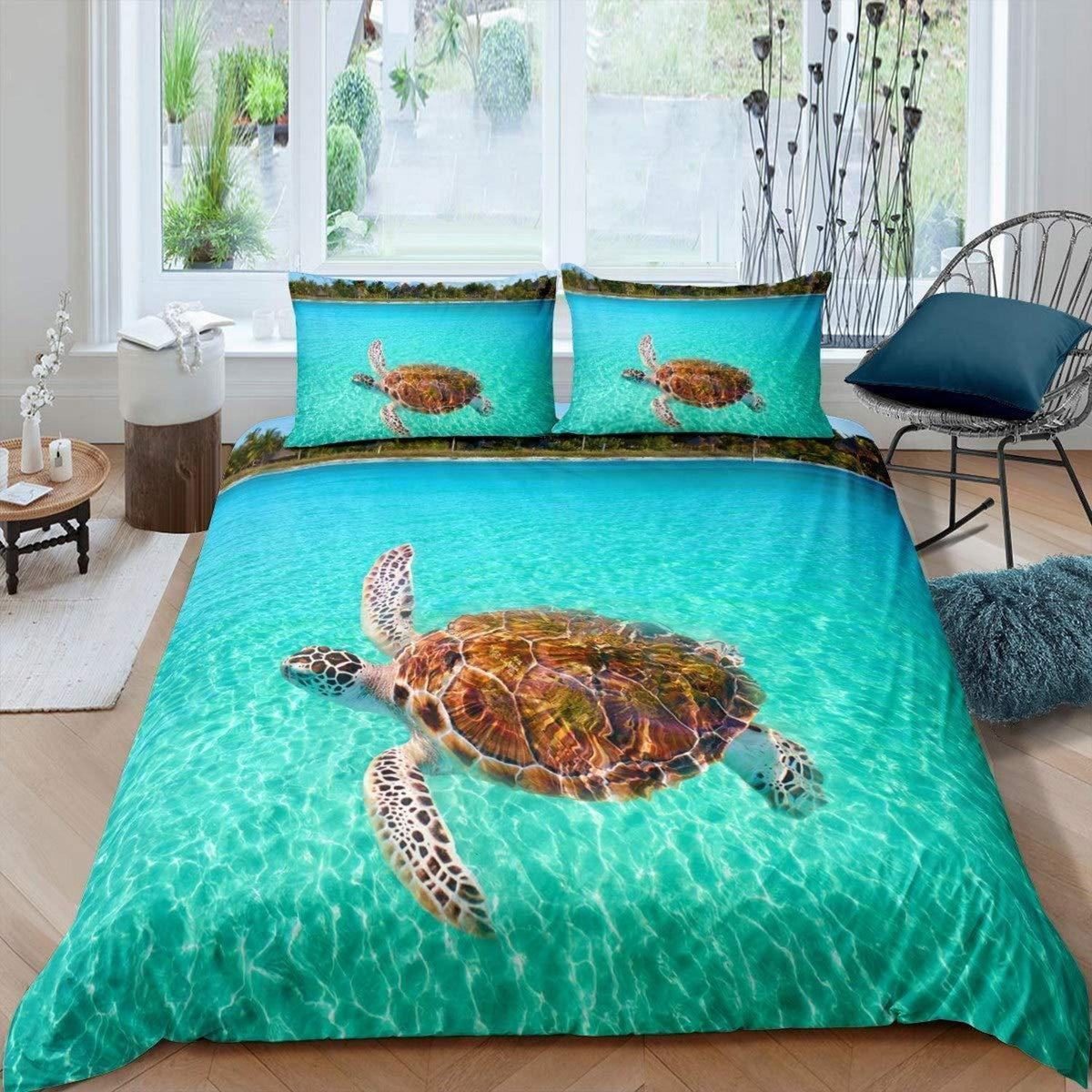 Schildkröten Bettwäsche-Set Grünes Meer für Kinderzimmer