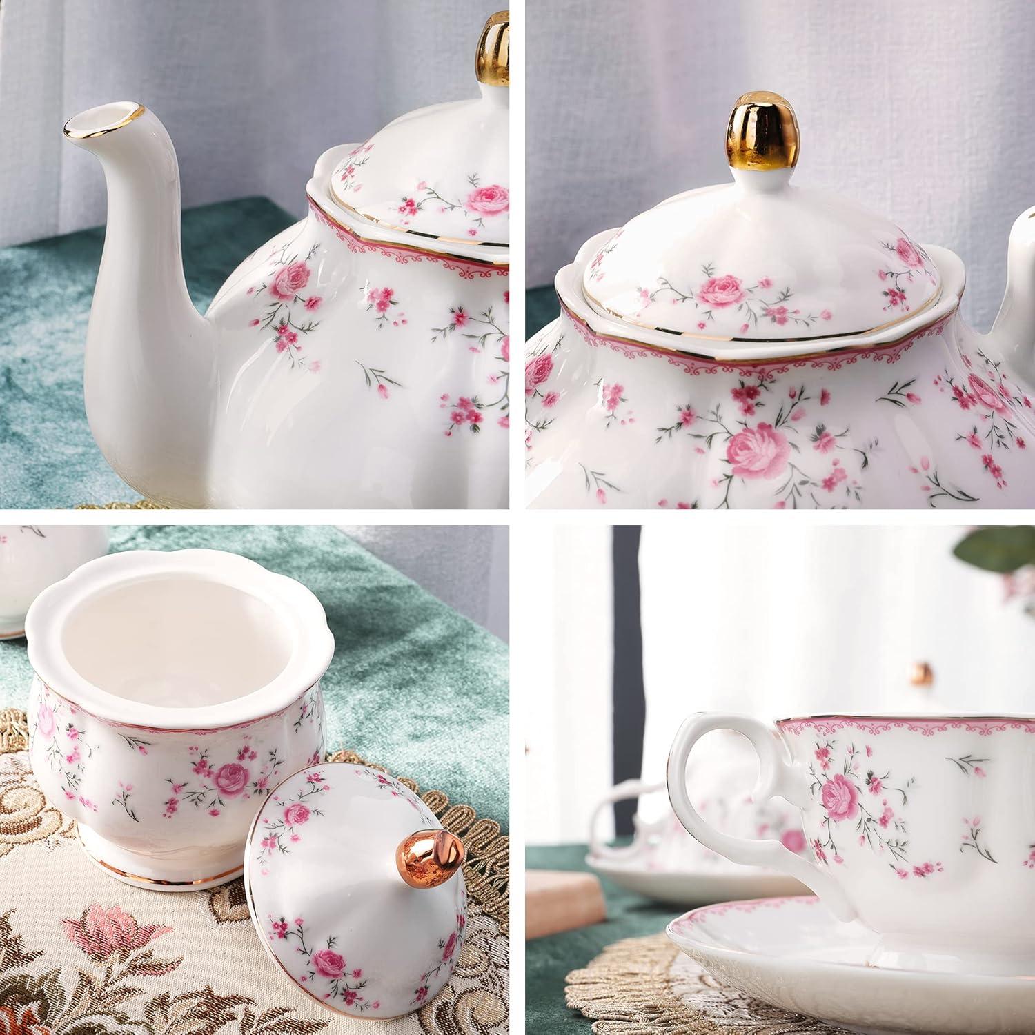 Porzellan Tee Sets 21tlg. Teekanne Teetasse Hochzeit Service