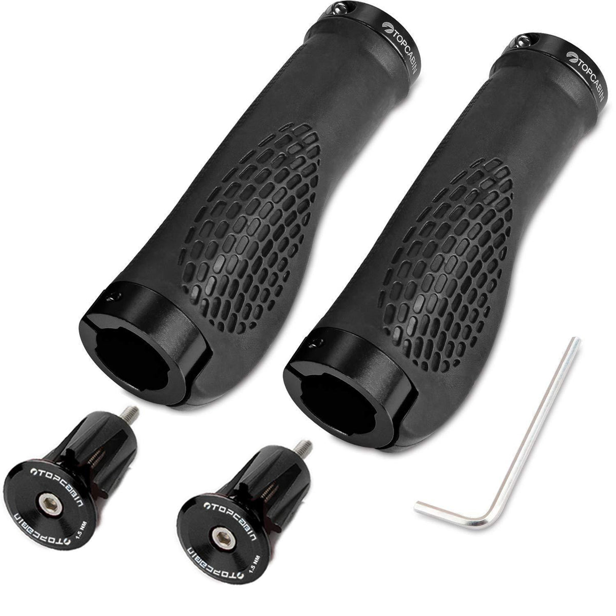 Ergonomische Fahrradgriffe mit Schraubenden & Aluminiumkappen