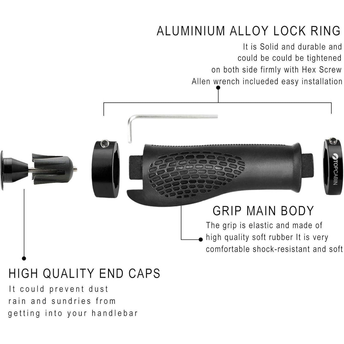 Ergonomische Fahrradgriffe mit Schraubenden & Aluminiumkappen