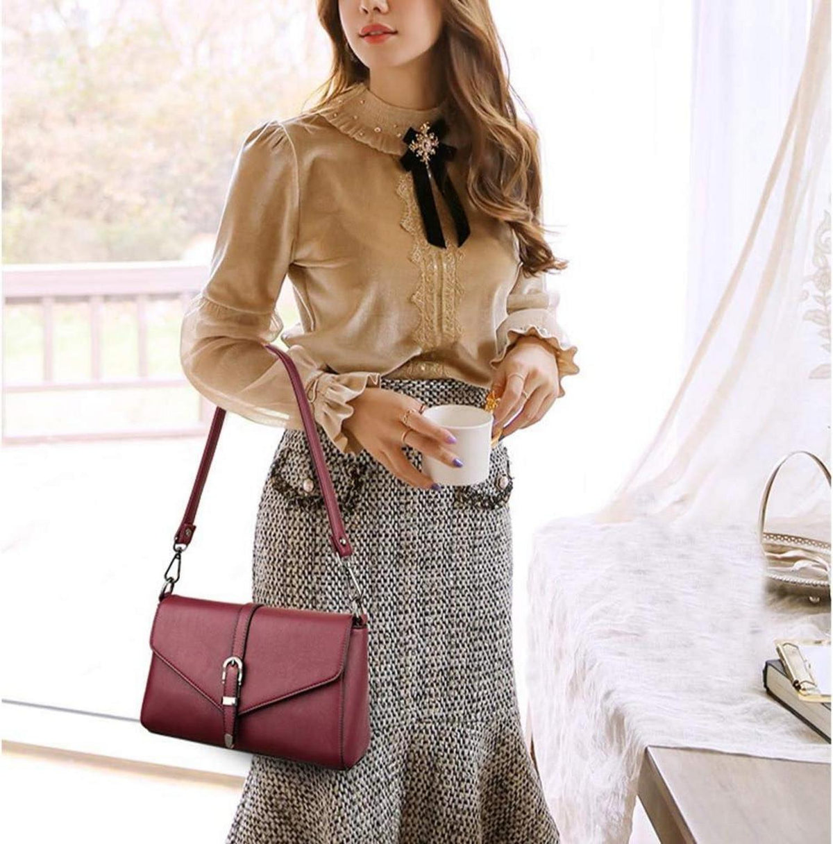 Damen Umhängetasche aus PU-Leder Schultertasche - Elegant