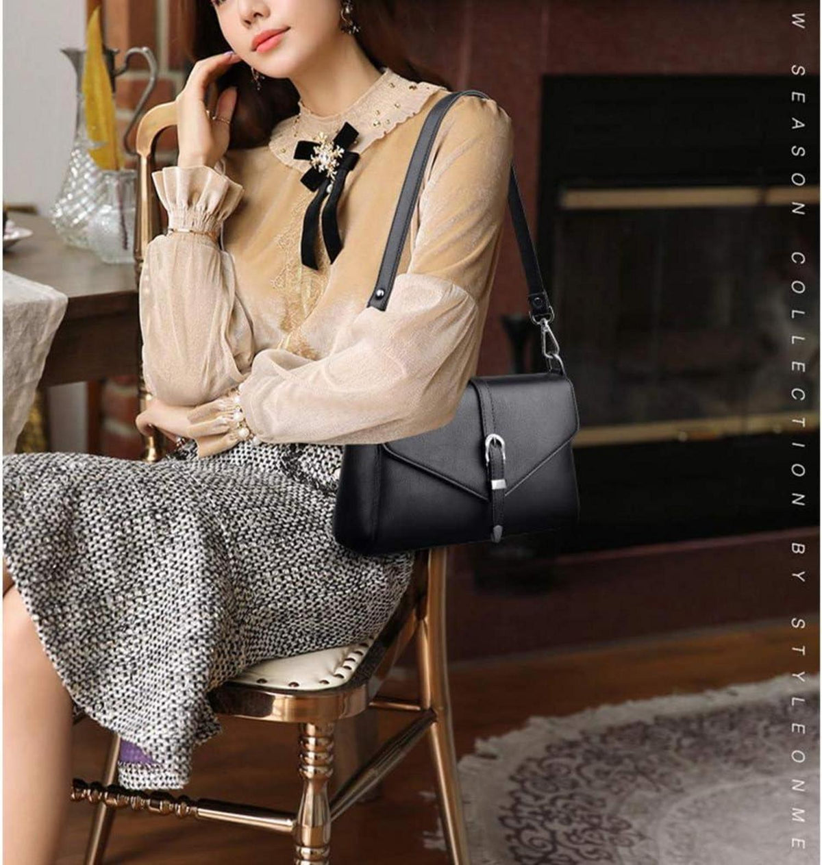 Kleine Umhängetasche aus PU-Leder Elegant Handtasche für