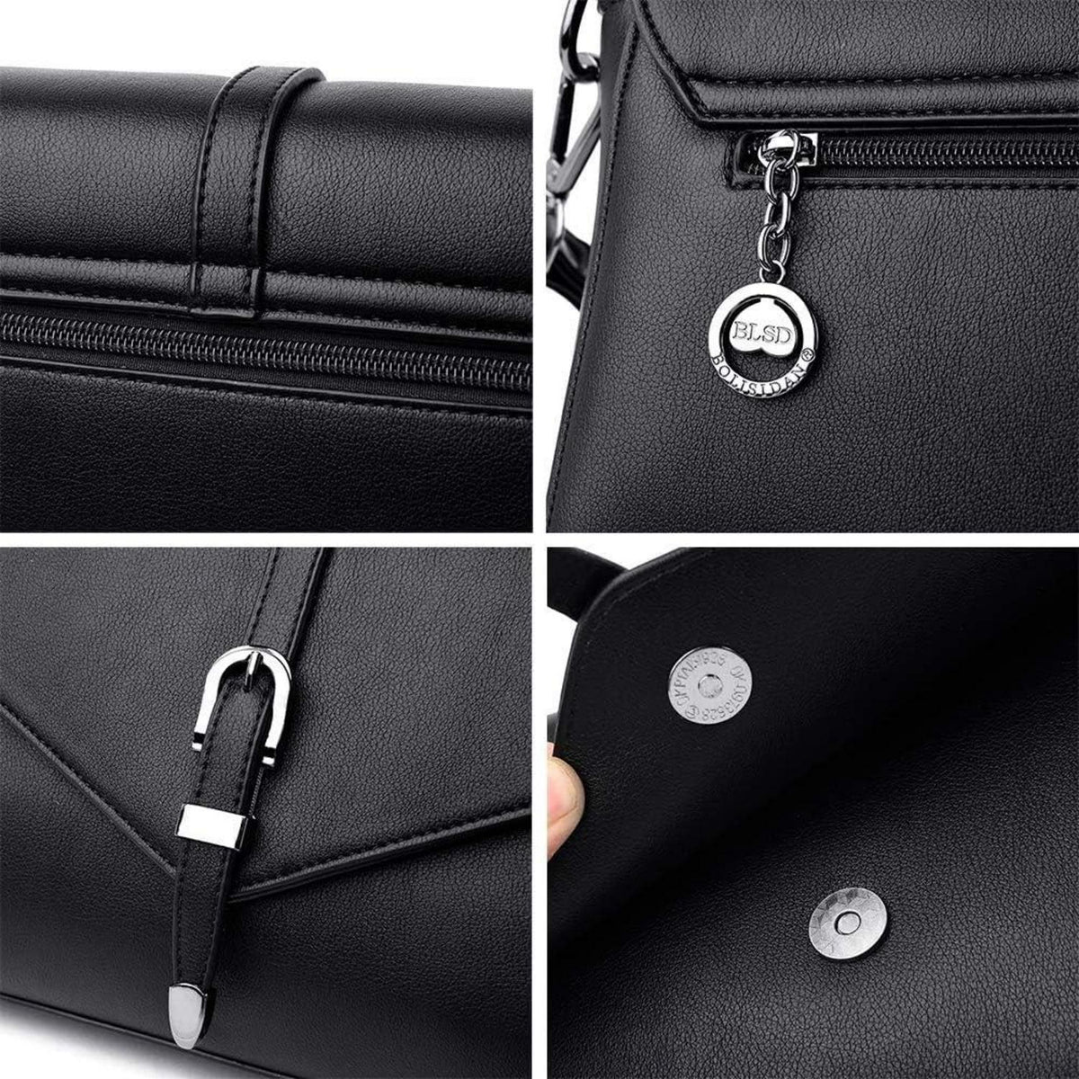 Elegante Damen Umhängetasche aus PU-Leder in Schwarz - Kleine Schultertasche