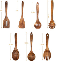 Holzlöffel 7-teilig Teakholz Küchenutensilien Set