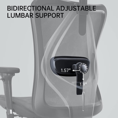 Ergonomischer Bürostuhl mit 3D-Armlehnen und Lendenstütze (Grau)