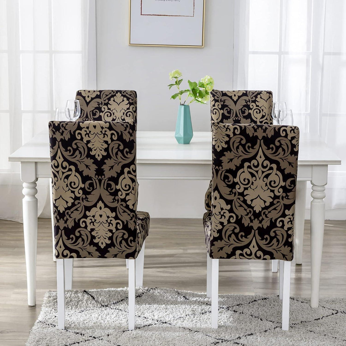 Stuhlhussen 4er Set Jacquard – Schwarz-Klassiker für Esszimmer
