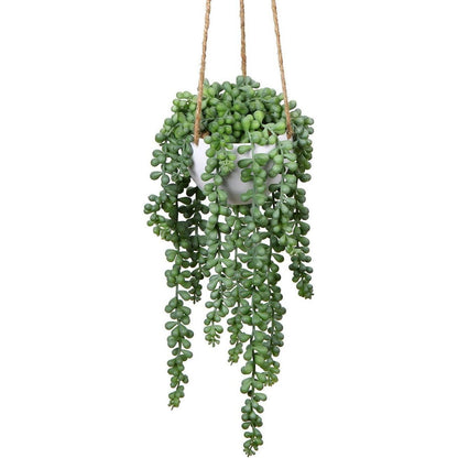 Künstliche Hängepflanze Senecio mit Ampel – Natürliche Wanddeko