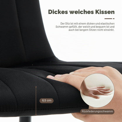 Samt Esszimmerstühle 2er Set Schwarz – Bequeme Küchenstühle