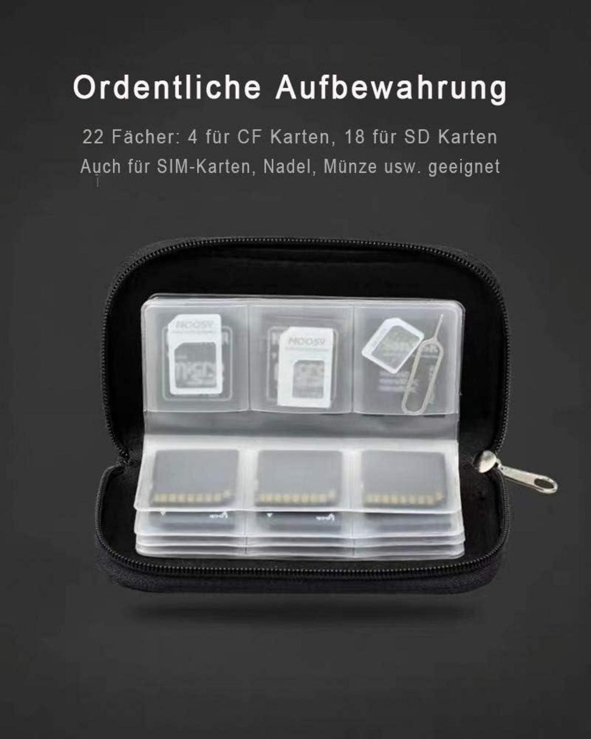 Speicherkarten Aufbewahrungstasche 22 Fächer SD CF Karten Etui (2er