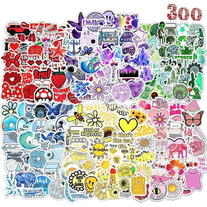 300 Bunte Sticker Set – Wasserfest & Vielseitig Dekorieren