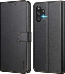 Samsung Galaxy A32 4G Handyhülle Schwarz Leder Tasche Standfunktion