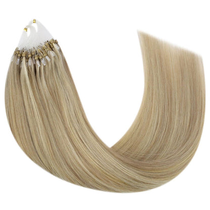 Echthaar Microring Extensions Blond Highlights 35cm