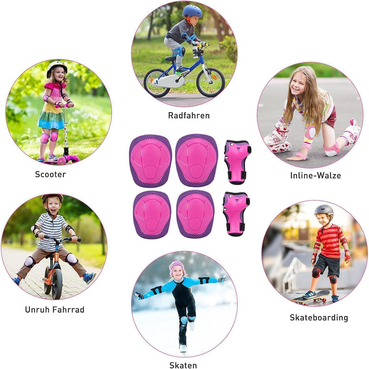 Schonerset Kinder 6-in-1 Rosa/Lila für 3-7 Jahre