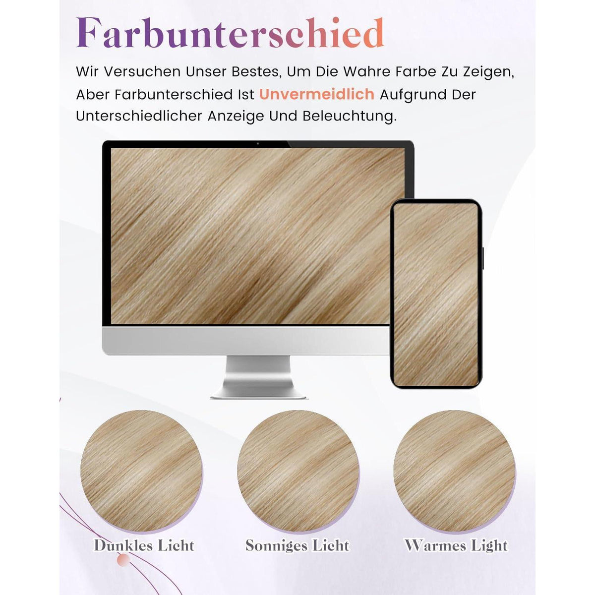 Echthaar Zopfverlängerung Blond Highlight 50cm