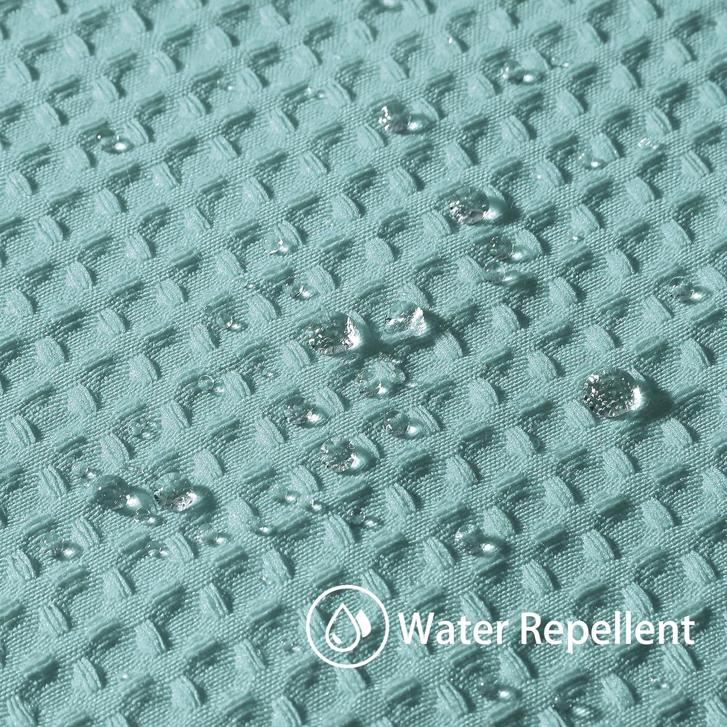 Waffel Duschvorhang Metallhaken Stoff Textil Türkis 182x182cm