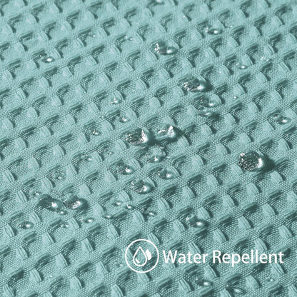 Waffel Duschvorhang Metallhaken Stoff Textil Türkis 182x182cm