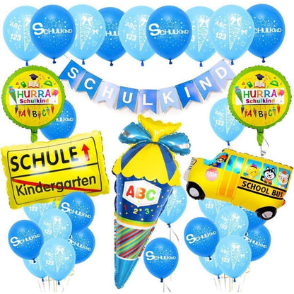 Einschulung Deko Set für Jungen Blau Schulkind Schulanfang