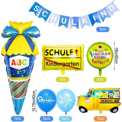 Einschulung Deko Set für Jungen Blau Schulkind Schulanfang