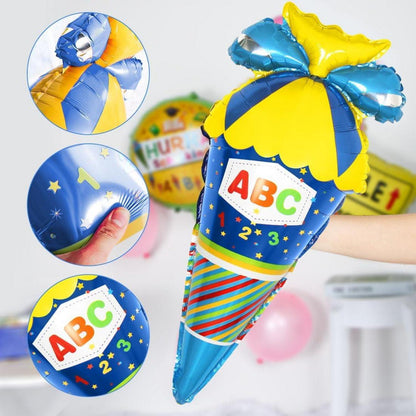 Einschulung Deko Set Jungen - Schulkind Banner Zuckertüte Folienballon Latex Ballons