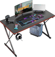 Gaming Schreibtisch Kohlefaseroberfläche Kopfhörerhaken 120x60 Schwarz