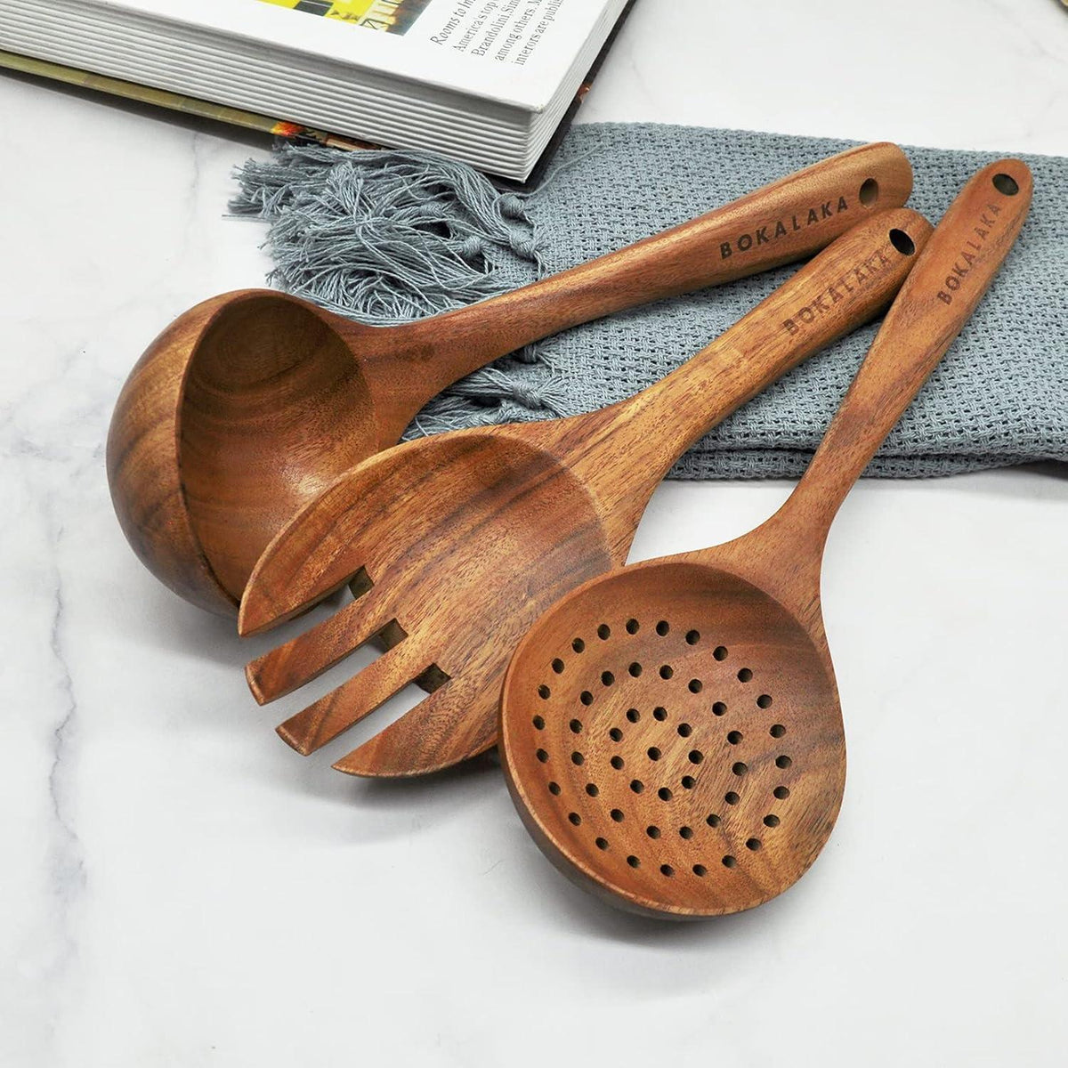 Holzlöffel Set aus Teakholz – 6-teilig für Küche & Kochen