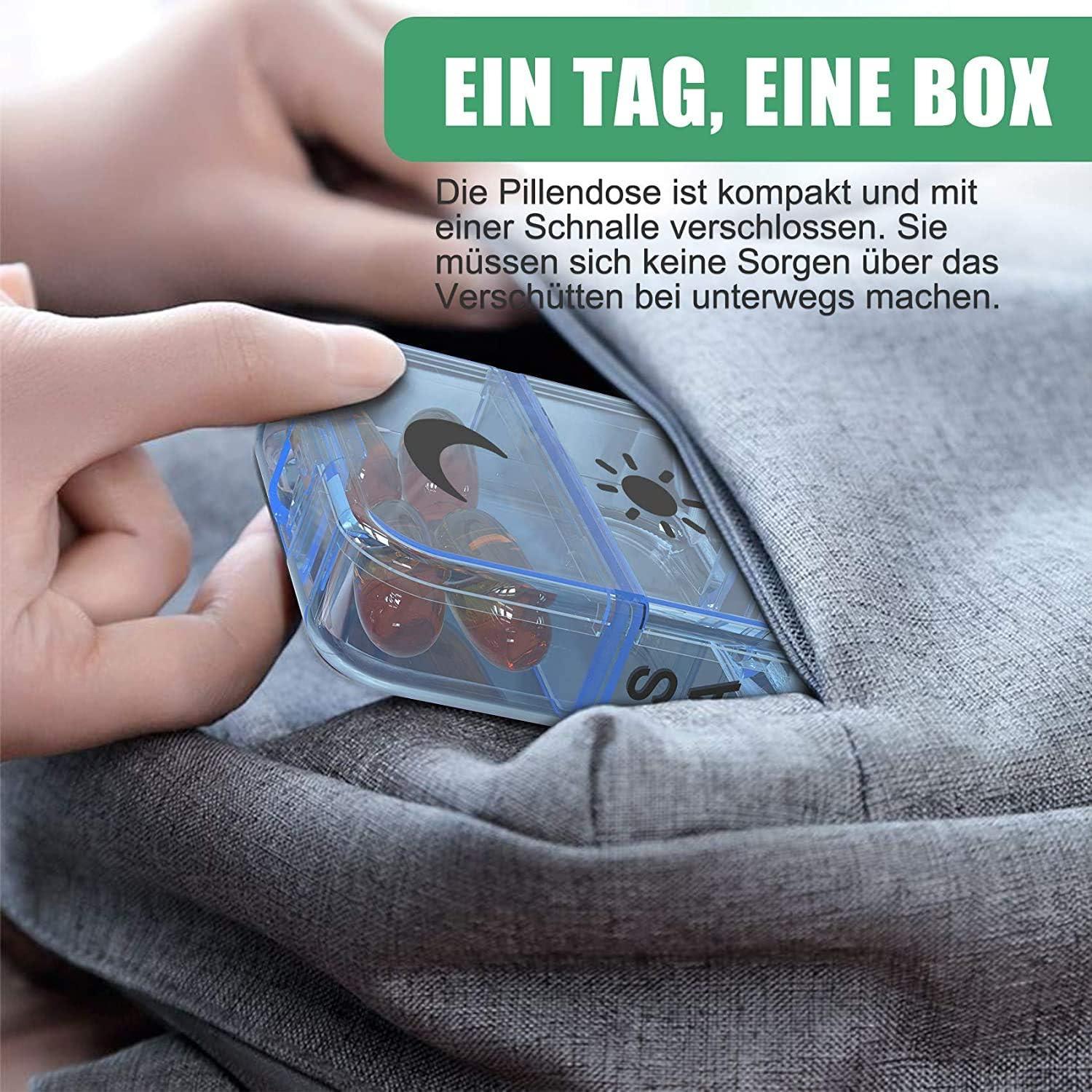 Tablettenbox 7 Tage 2 Fächer XL Medikamentenbox Blau