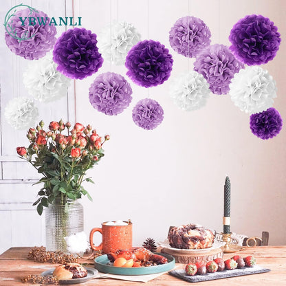 24er lila Pompons Deko Hochzeit Gartenparty Einschulung Taufe Konfirmation