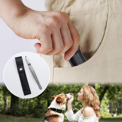 Zeckenzange Edelstahl mit Holster für Mensch & Haustier