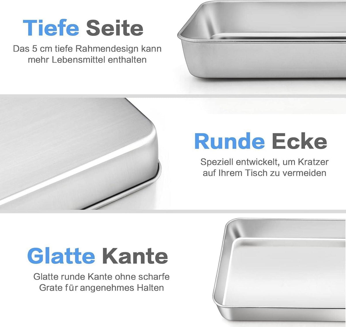 Backblech Edelstahl: Rechteckige Auflaufform für gesundes Backen