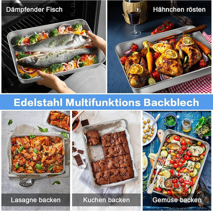Homikit Backblech Edelstahl 26,5x20,5x4,7cm Backform Braten Servieren