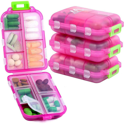 4er Pack Tablettenbox 7 Tage, Pillendose 10 Fächer Handlich