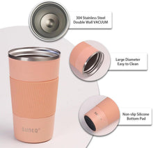 SUNTQ Kaffeebecher to go Thermo Edelstahl 380ml Rosa