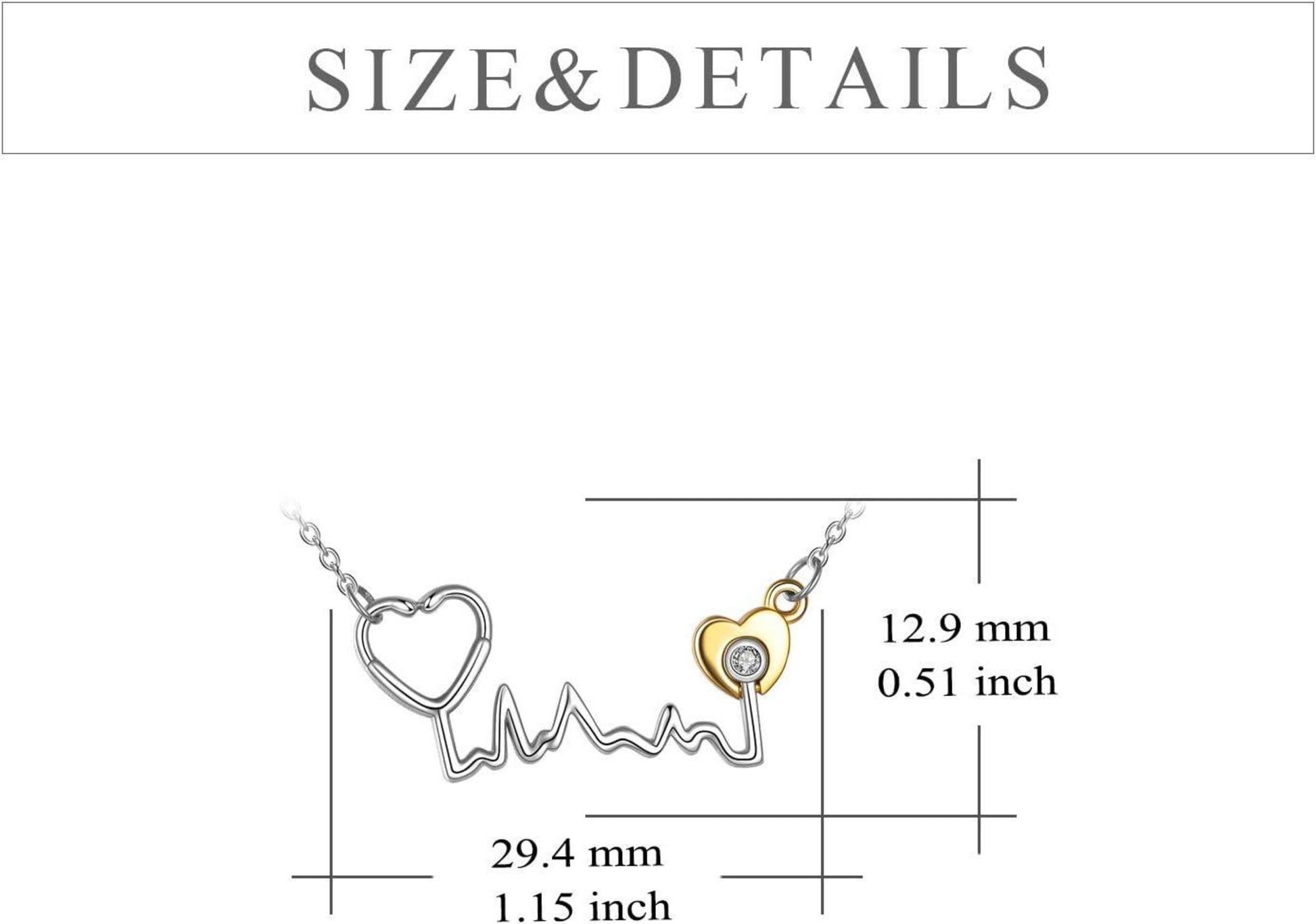 Sterling Silver Stethoskop Halskette Heartbeat EKG Schmuck Frauen Krankenschwester Gift