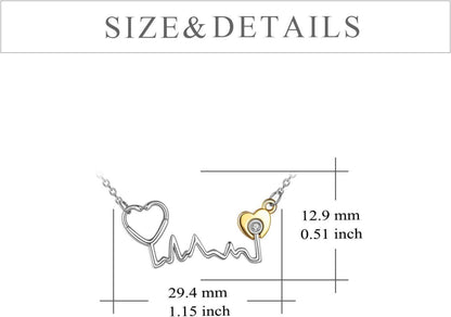 Sterling Silver Stethoskop Halskette Heartbeat EKG Schmuck Frauen Krankenschwester Gift