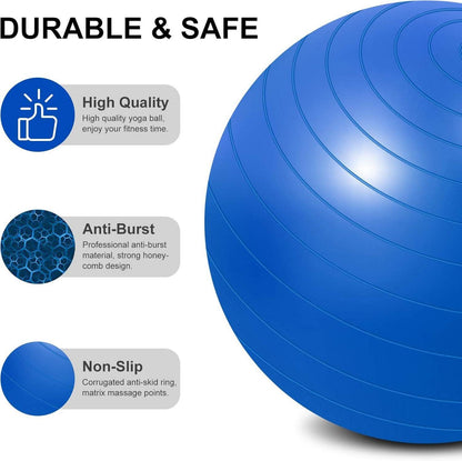 Gymnastikball mit Fußpumpe, Anti-Burst 55cm/65cm Yoga Pilates Core Stärkung