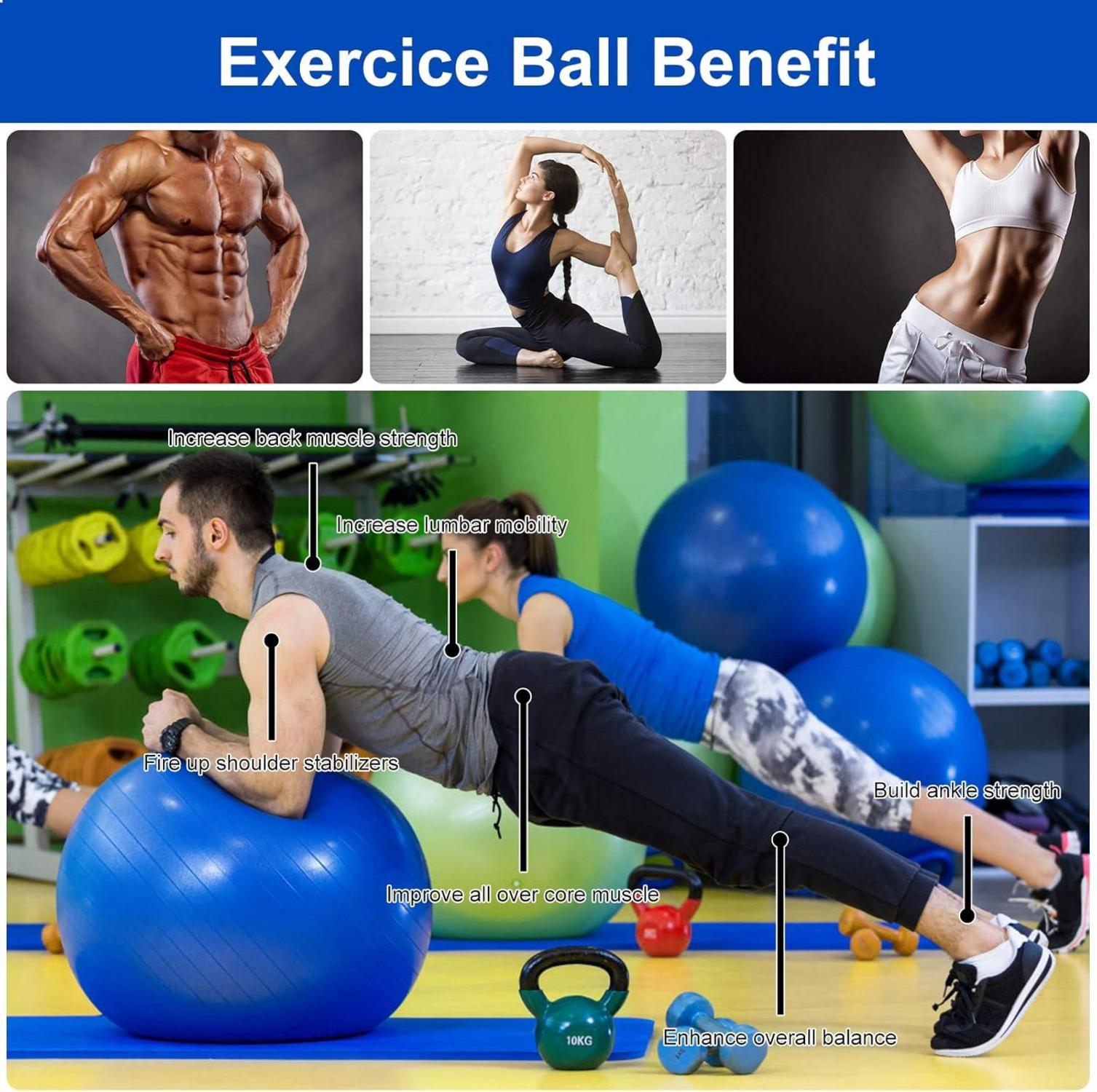Gymnastikball 65cm mit Fußpumpe Anti-Burst Yoga Pilates Fitnessball Blau