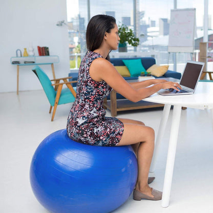 Gymnastikball 65cm mit Fußpumpe Anti-Burst Yoga Pilates Fitnessball Blau