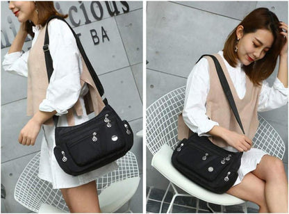 Leichtes Nylon-Oxford-Gewebe mit Mehrfachtaschen Schwarz